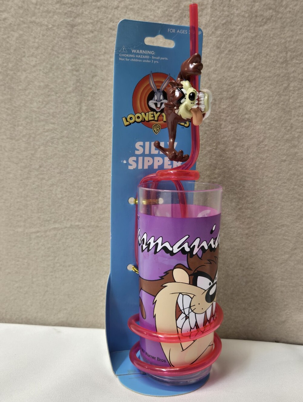 Looney Tunes Taz Silly Sipper Straw Cup NWT Vintage Plastic Collectible